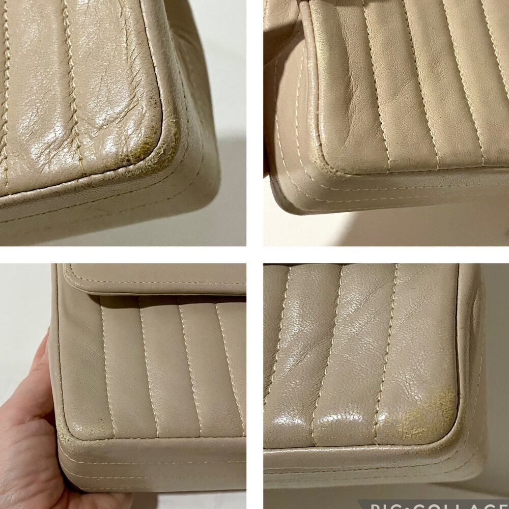 Chanel Medium Flap Bag Classic Vintage 2.55 Cream Handbag Vertical Quilted - Picture 5 of 16